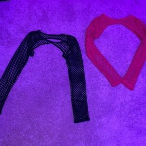 Black and pink Fishnet Crop Tops